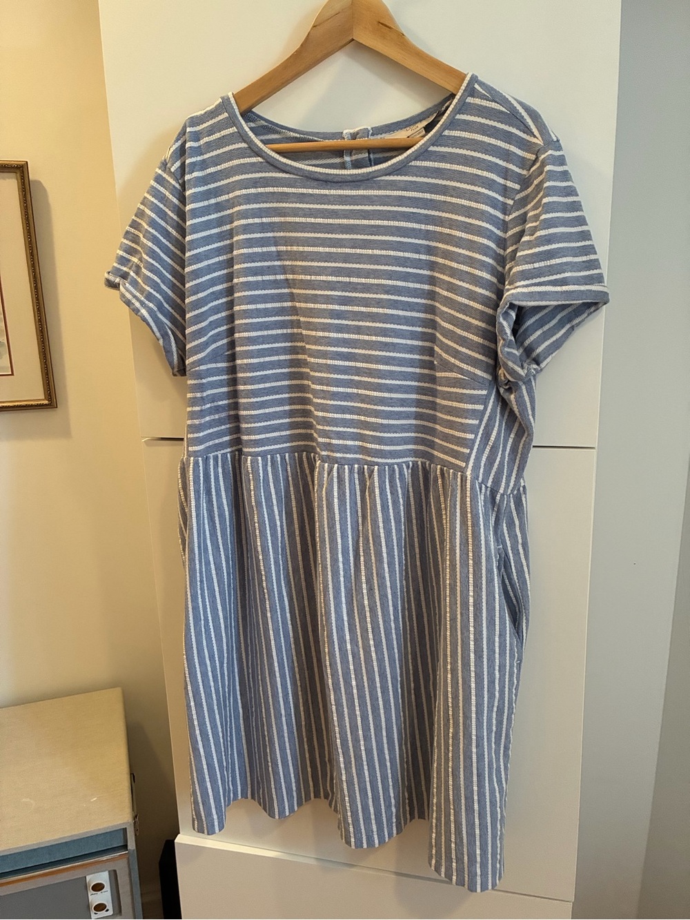 LOFT Chambray Stripe Blue and White Striped Cotton Dress 20/22 Plus - Picture 3 of 8